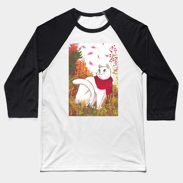 Autumn cat Baseball T-Shirt by iisjah